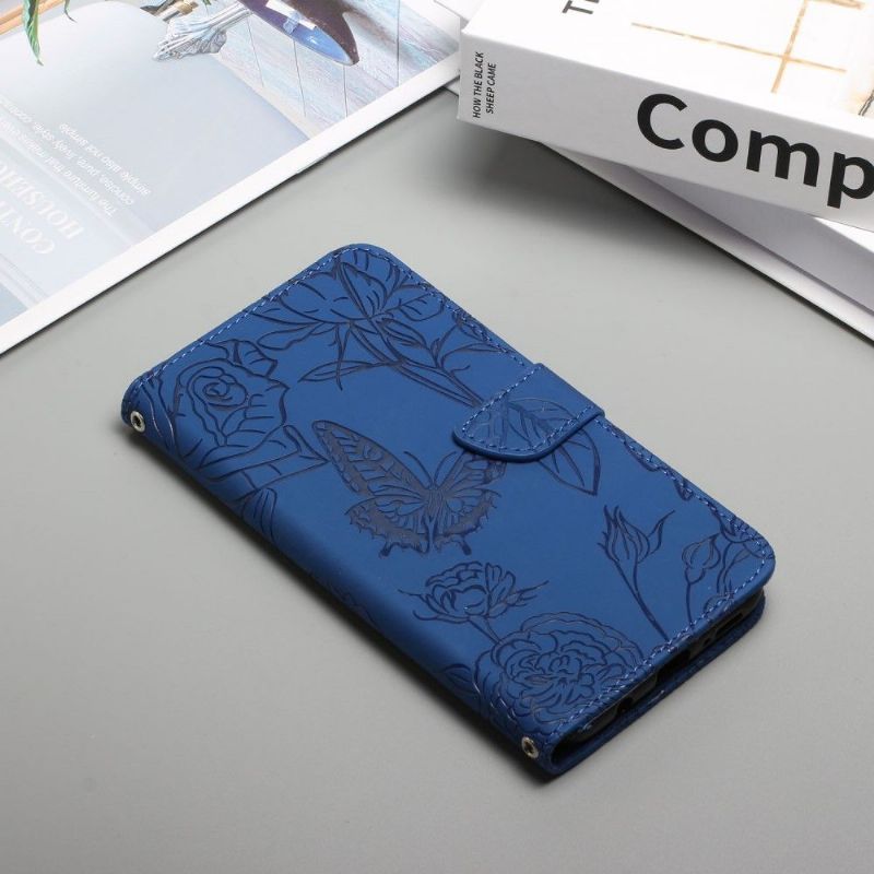 Housse Realme GT Neo 3T / Neo 2 Illustration Papillon et Fleurs à Lanière