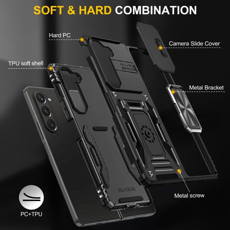 Coque Samsung Galaxy Z Fold 6 Support et Protection Lentille Coulissante