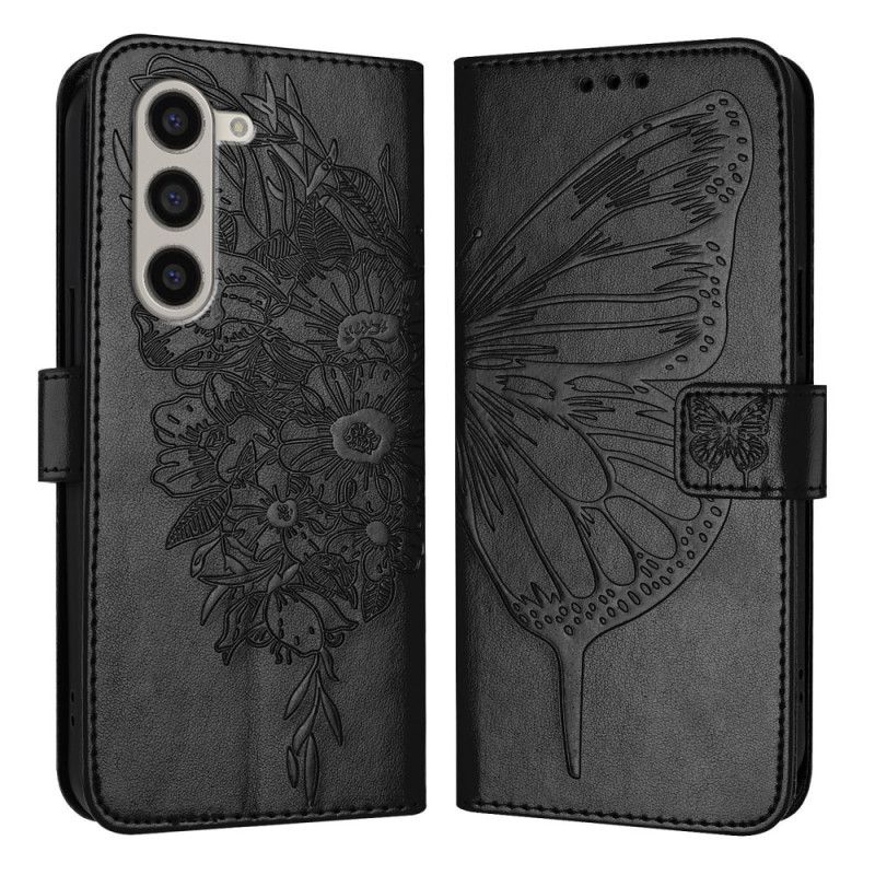 Housse Samsung Galaxy Z Fold 6 Papillon Floral à Lanière