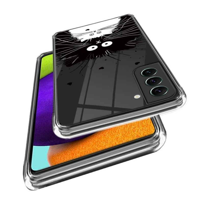 Coque Samsung Galaxy S23 5G Transparente Chat Blanc Chat Noir