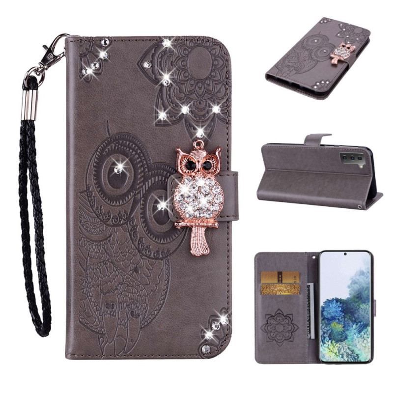 Housse Samsung Galaxy S23 5G Hibou Mandala et Breloque