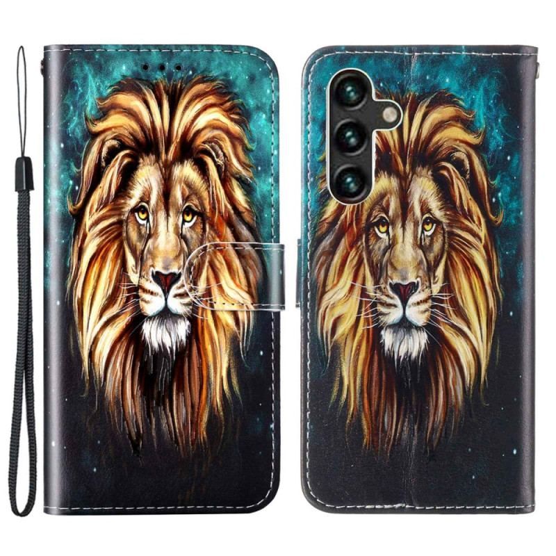 Housse Samsung Galaxy S23 5G Lion à Lanière