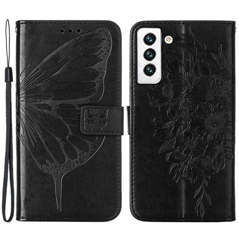 Housse Samsung Galaxy S23 5G Papillon Design avec Lanière