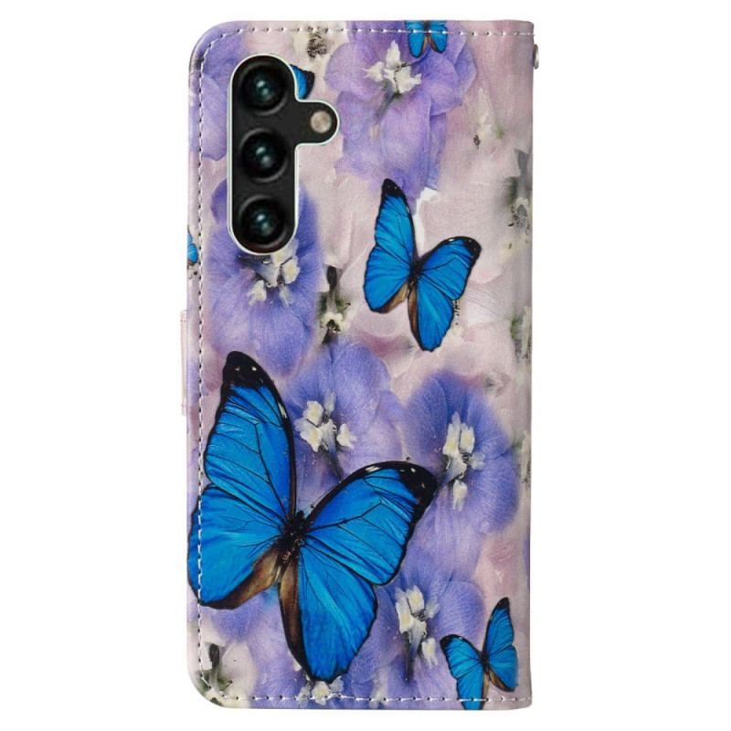 Housse Samsung Galaxy S23 5G Papillons Colorés à Lanière