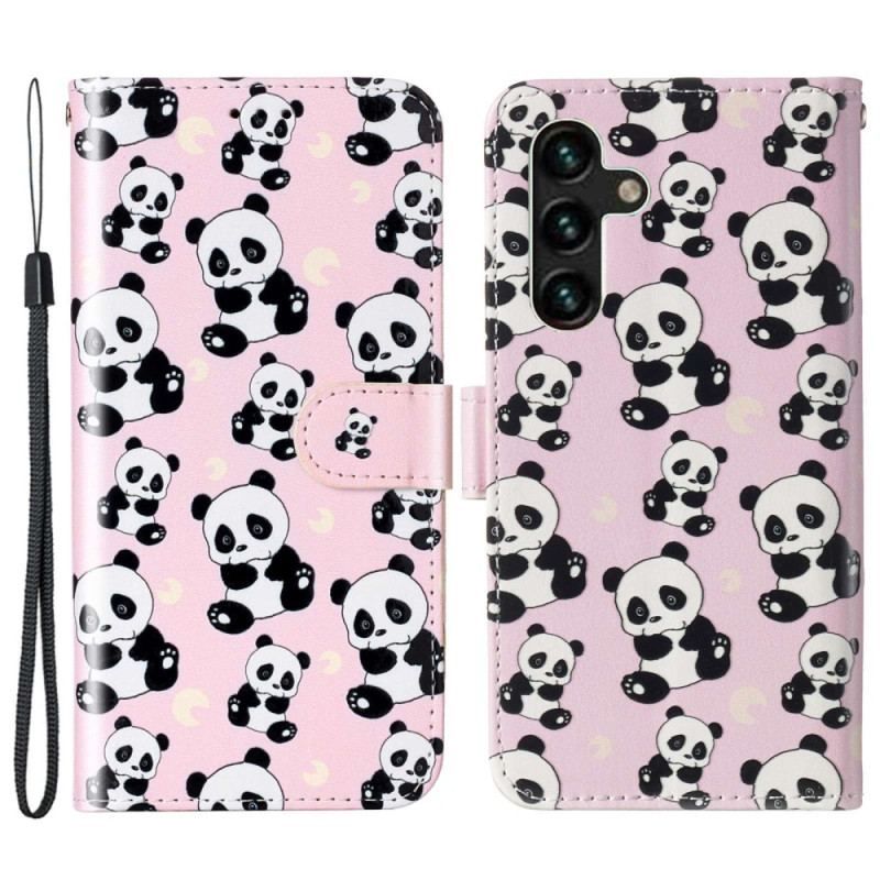 Housse Samsung Galaxy S23 5G Petits Pandas à Lanière