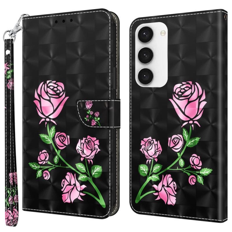 Housse Samsung Galaxy S23 5G Rose Graphique à Lanière