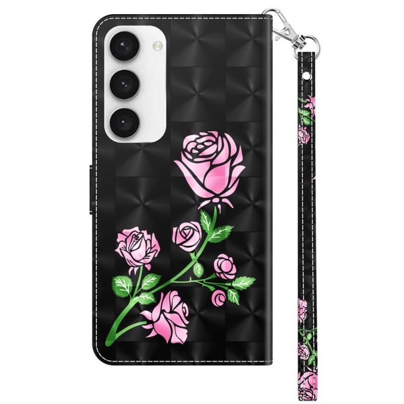 Housse Samsung Galaxy S23 5G Rose Graphique à Lanière