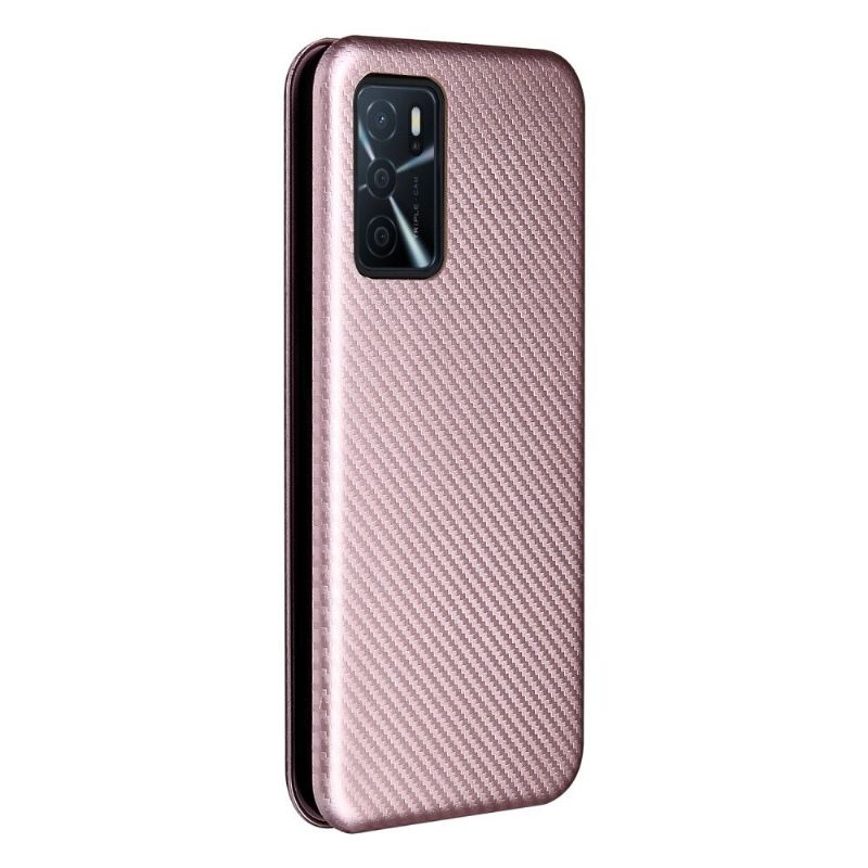 Housse Oppo A16 / A16s simili cuir fibre de carbone