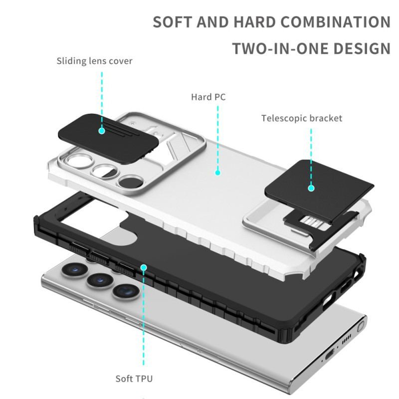 Coque Samsung Galaxy S23 Ultra 5G Protège Appareil Photo avec Support