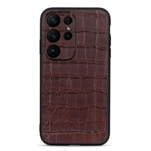 Coque Samsung Galaxy S23 Ultra 5G Véritable Cuir Style Crocodile