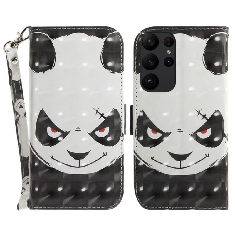 Housse Samsung Galaxy S23 Ultra 5G Angry Panda à Lanière