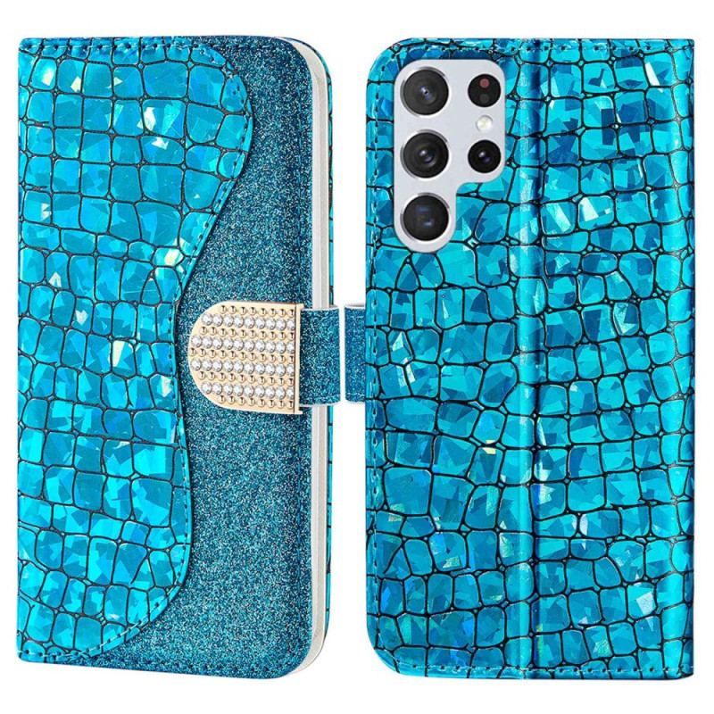 Housse Samsung Galaxy S23 Ultra 5G Croco Diamants