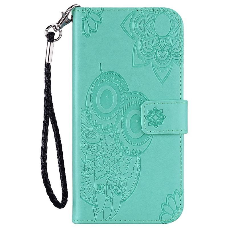 Housse Samsung Galaxy S23 Ultra 5G Hibou Mandala et Lanière