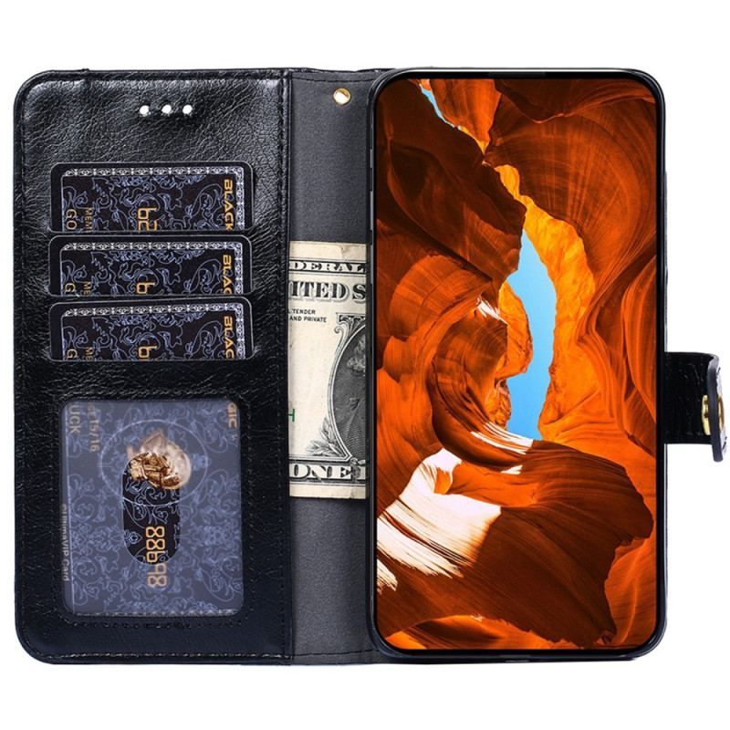 Housse Samsung Galaxy S23 Ultra 5G Porte-Monnaie Frontal et Lanière