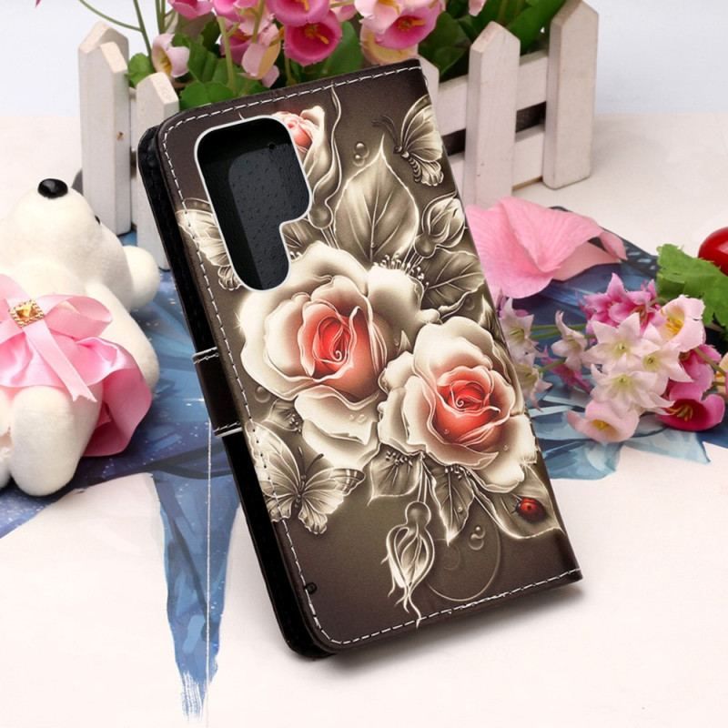 Housse Samsung Galaxy S23 Ultra 5G Roses Dorées