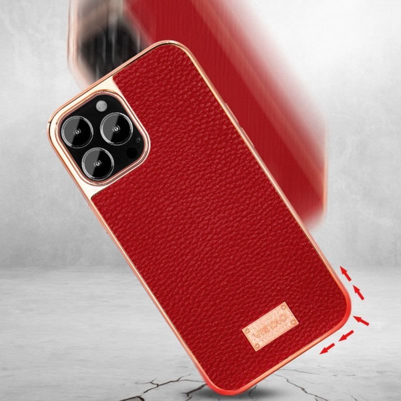 Coque iPhone 14 Pro Max Simili Cuir Litchi VIETAO