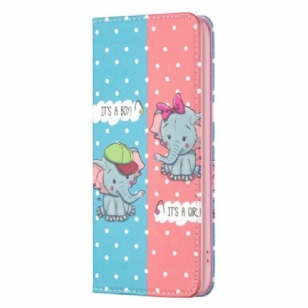 Flip Cover iPhone 14 Pro Max Bébés Éléphants