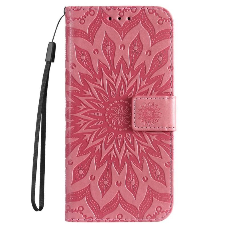 Housse iPhone 14 Pro Max Mandala Soleil avec Lanière