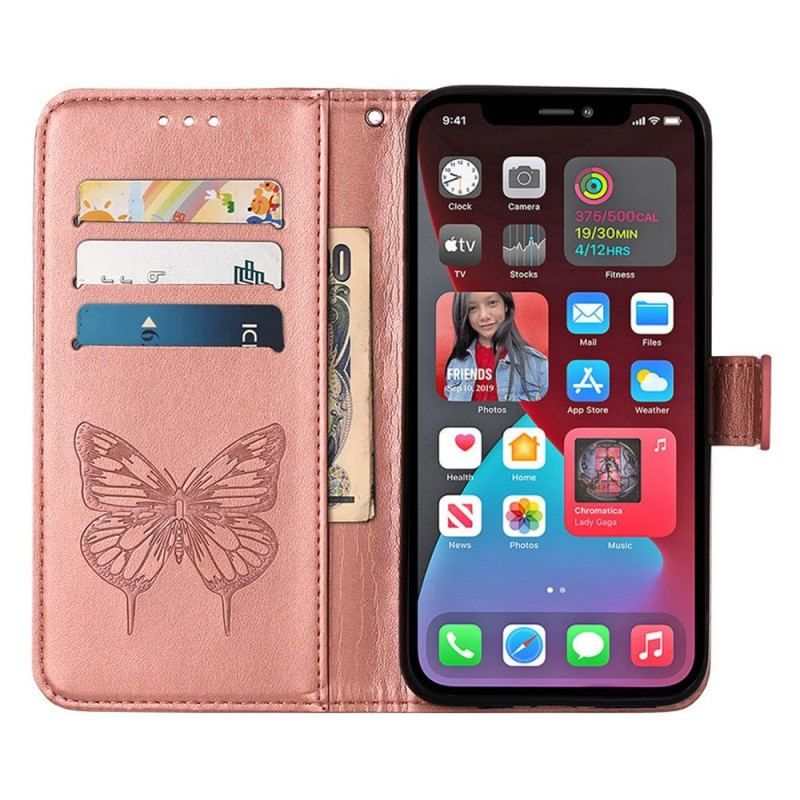 Housse iPhone 14 Pro Max Papillon Baroque à Lanière