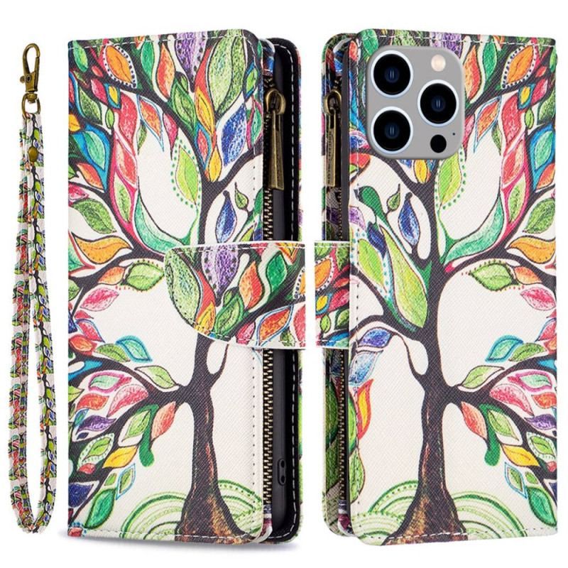 Housse iPhone 14 Pro Max Poche Zippée Arbre