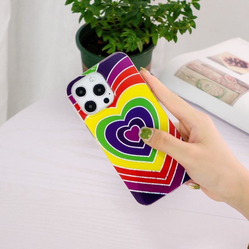 Coque iPhone 15 Pro Coeur Psychédélique