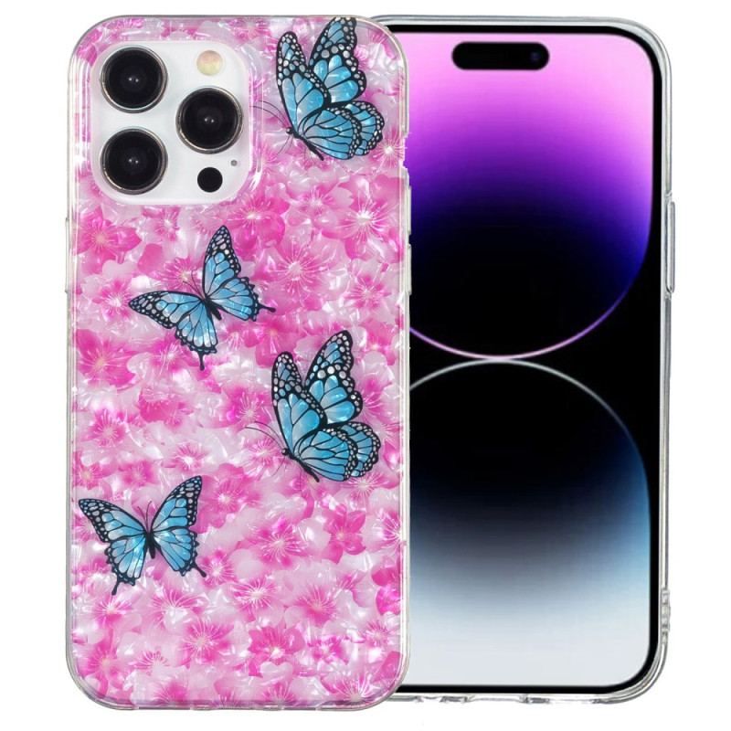 Coque iPhone 15 Pro Fleurs et Papillons