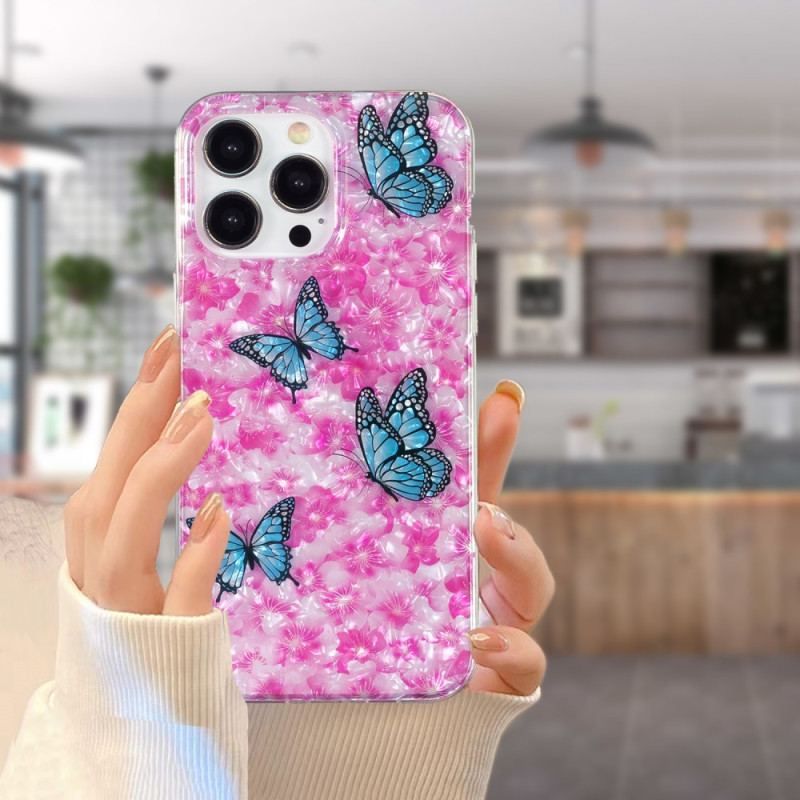 Coque iPhone 15 Pro Fleurs et Papillons