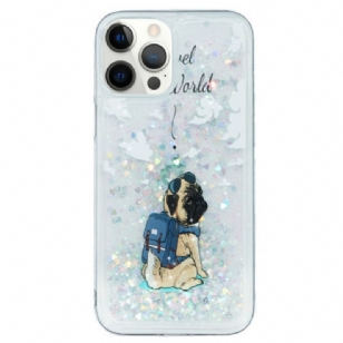 Coque iPhone 15 Pro Paillettes Chien