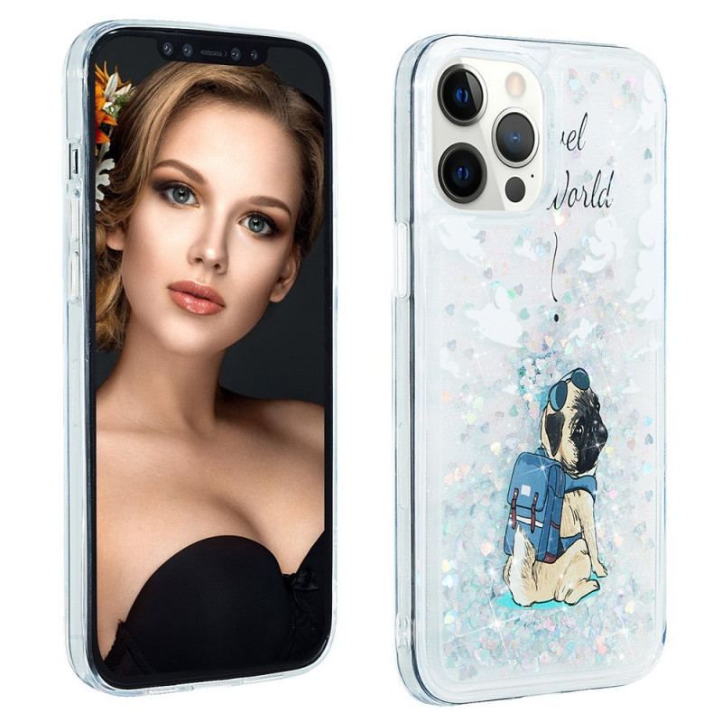 Coque iPhone 15 Pro Paillettes Chien