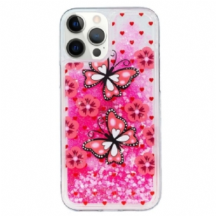 Coque iPhone 15 Pro Paillettes Papillons