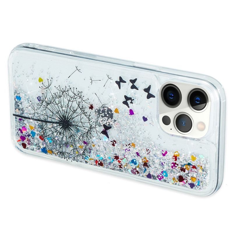 Coque iPhone 15 Pro Paillettes Pissenlit