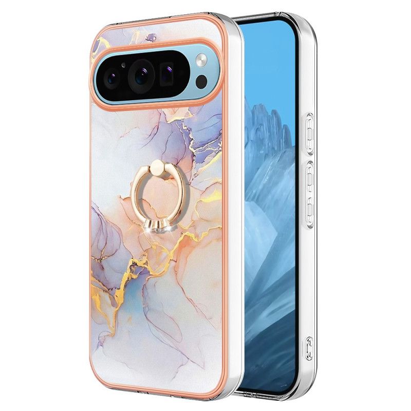 Coque Google Pixel 9 / Pixel 9 Pro Anneau-Support Voie Lactée Marbre Blanc