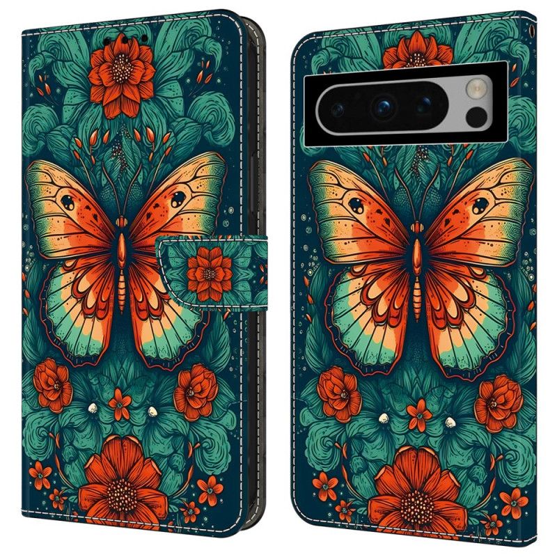 Housse Google Pixel 9 / Pixel 9 Papillon sur Fond Fleuri