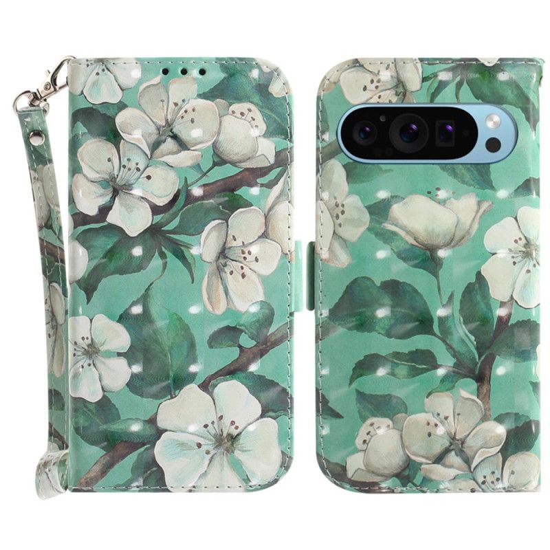 Housse Google Pixel 9 / Pixel 9 Pro Fleurs Aquarelles à Lanière