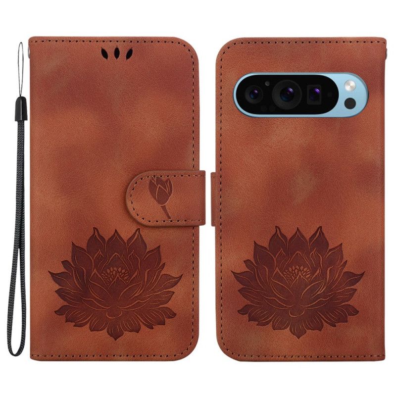 Housse Google Pixel 9 / 9 Pro Motif Lotus et Lanière