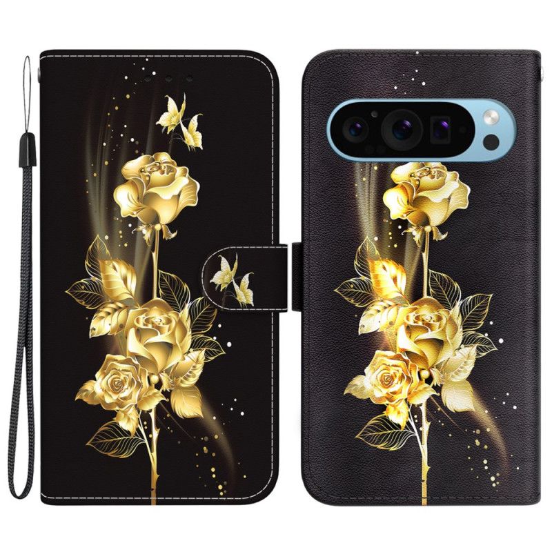 Housse Google Pixel 9 / Pixel 9 Pro Papillons Dorés et Roses