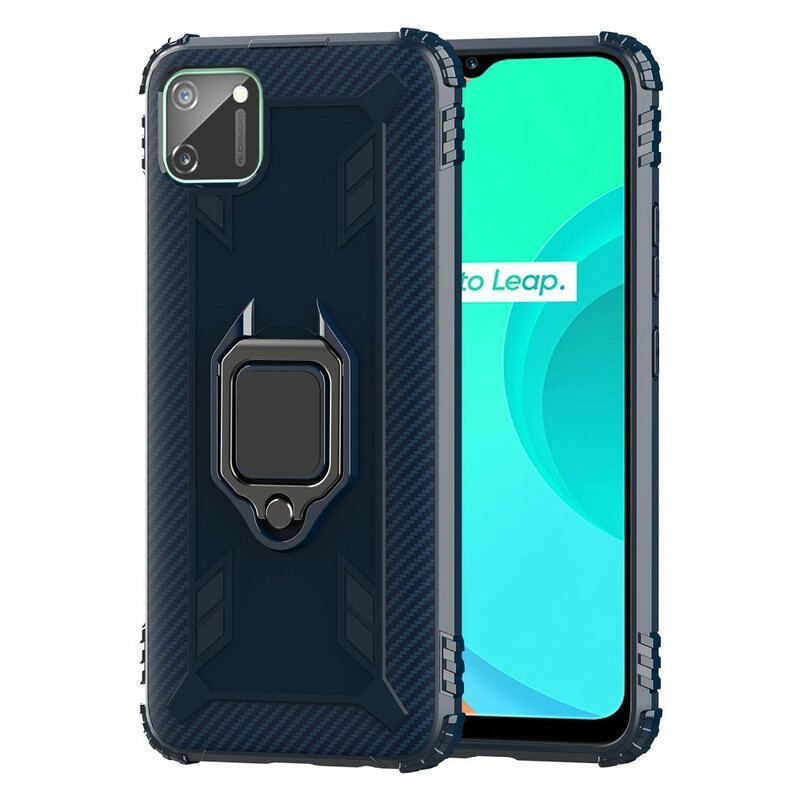 Coque Realme C11 Ring et Fibre Carbone