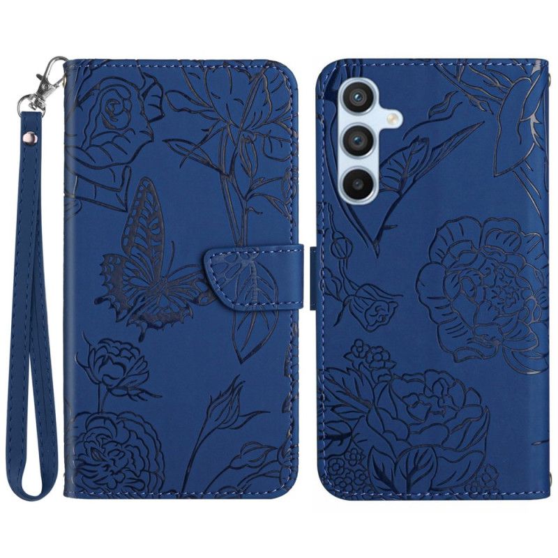 Housse Samsung Galaxy M55 5G Impression Papillons avec Lanière