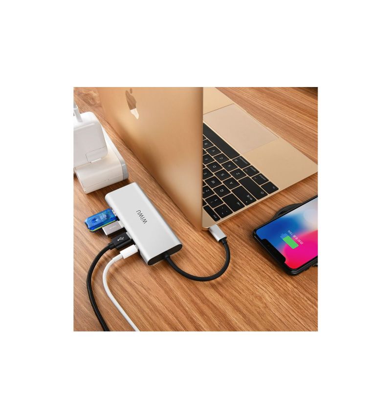 Adaptateur Hub USB-C vers HDMI / USB pour ordinateur - Argent