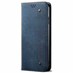 Flip Cover Vivo Y35 / Y22s Tissu Jeans