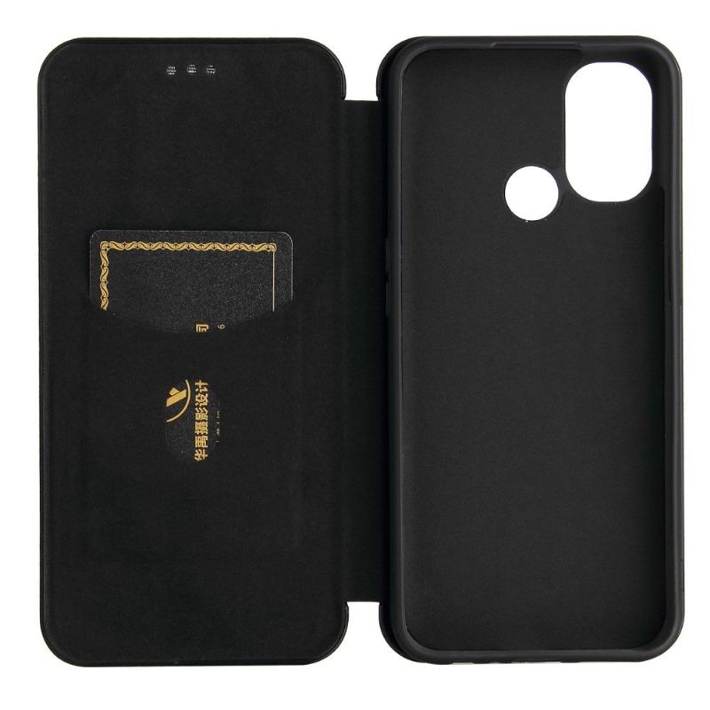 Housse OnePlus Nord N100 simili cuir style fibre de carbone