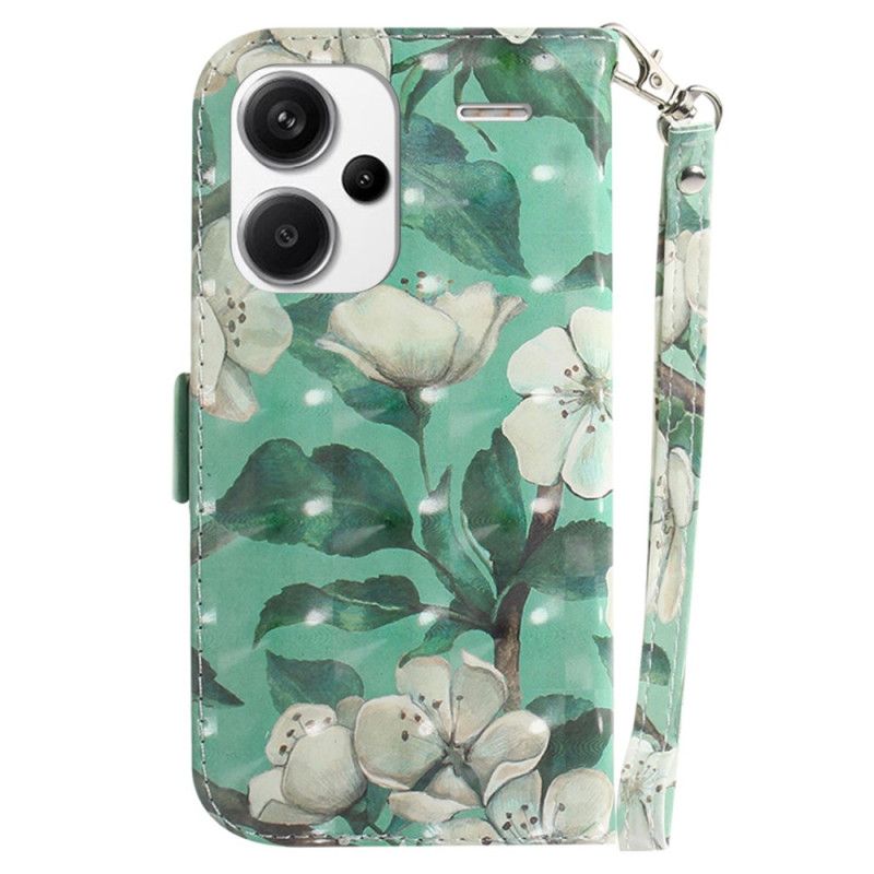 Housse Xiaomi Redmi Note 13 Pro Plus 5G Fleurs Aquarelle à Lanière