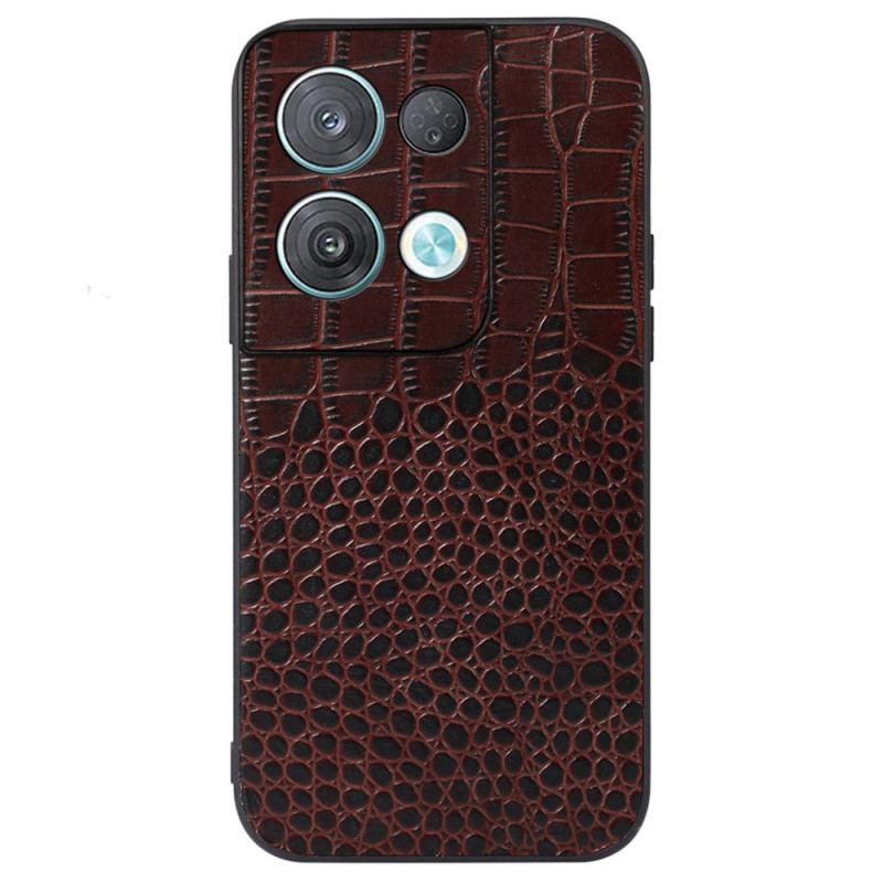 Coque Oppo Reno 8 Pro Cuir Véritable Texture Crocodile