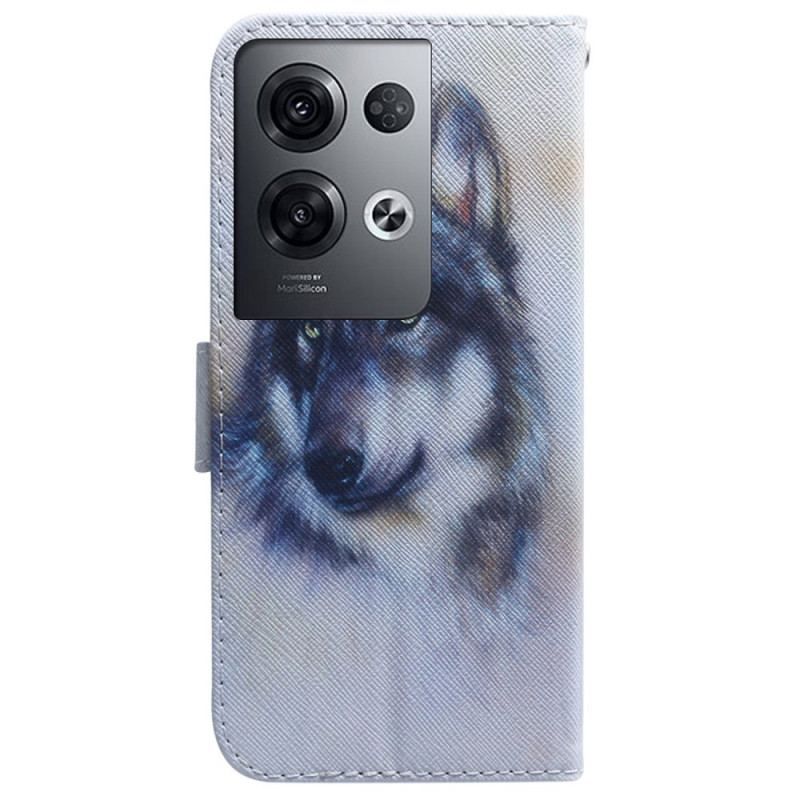 Housse Oppo Reno 8 Pro Chien Aquarelle à Lanière