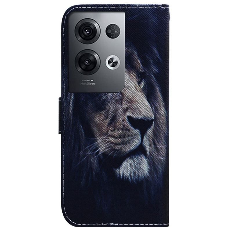 Housse Oppo Reno 8 Pro Lion à Lanière