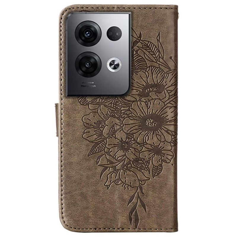 Housse Oppo Reno 8 Pro Papillon Baroque à Lanière