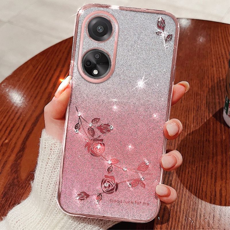 Coque Oppo A98 5G Fleurs et Strass KADEM