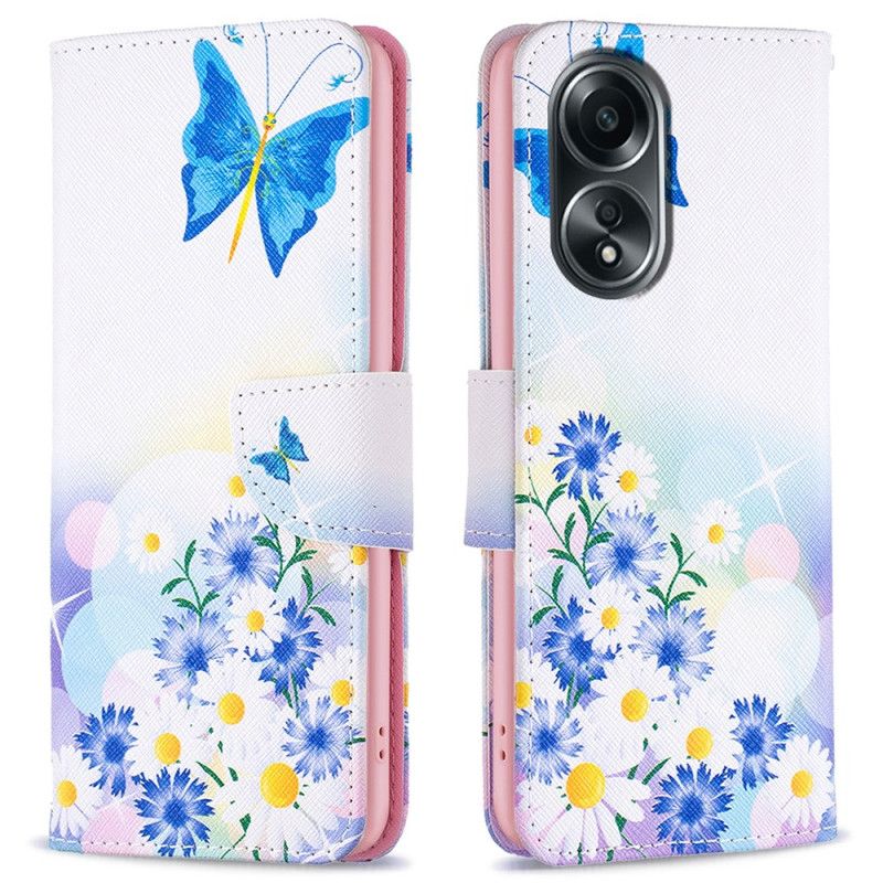 Housse Oppo A58 / A98 5G Papillon et Fleurs Aquarelle