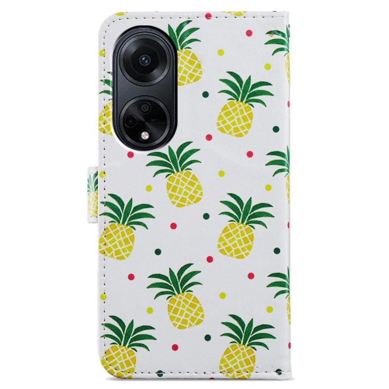 Housse Oppo A98 5G Ananas à Lanière