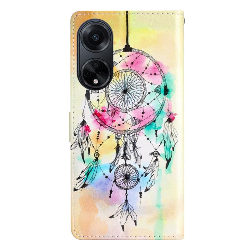 Housse Oppo A98 5G Attrape-Rêves Aquarelle à Lanière